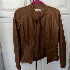 Faux brown women leather Jacket